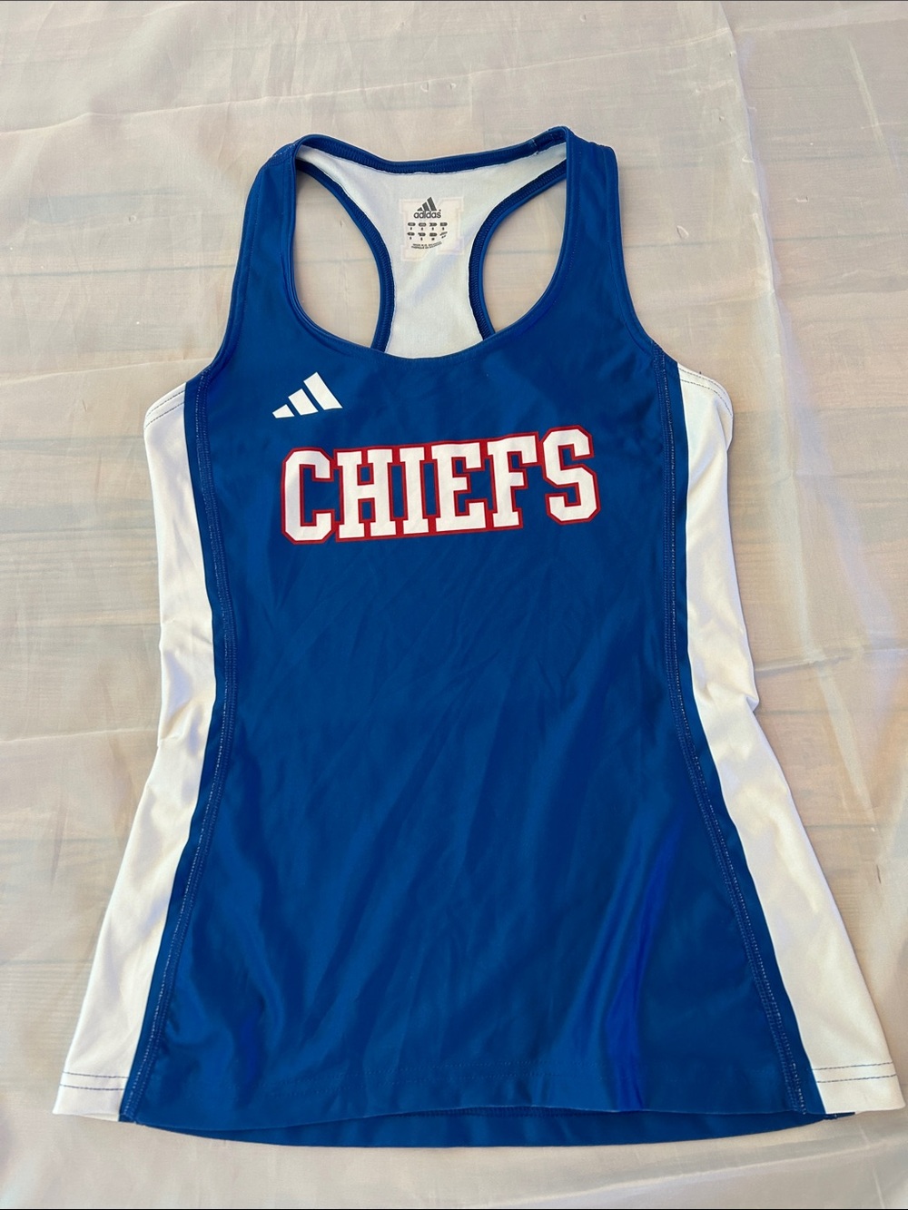 adidas Blue and White CHIEFS Racerback Performance Tank